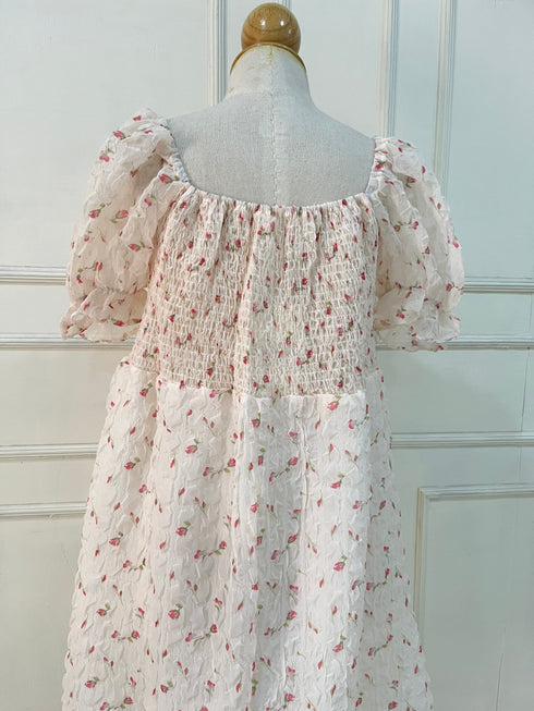 Summer Floral Puff Sleeves Mini Dress